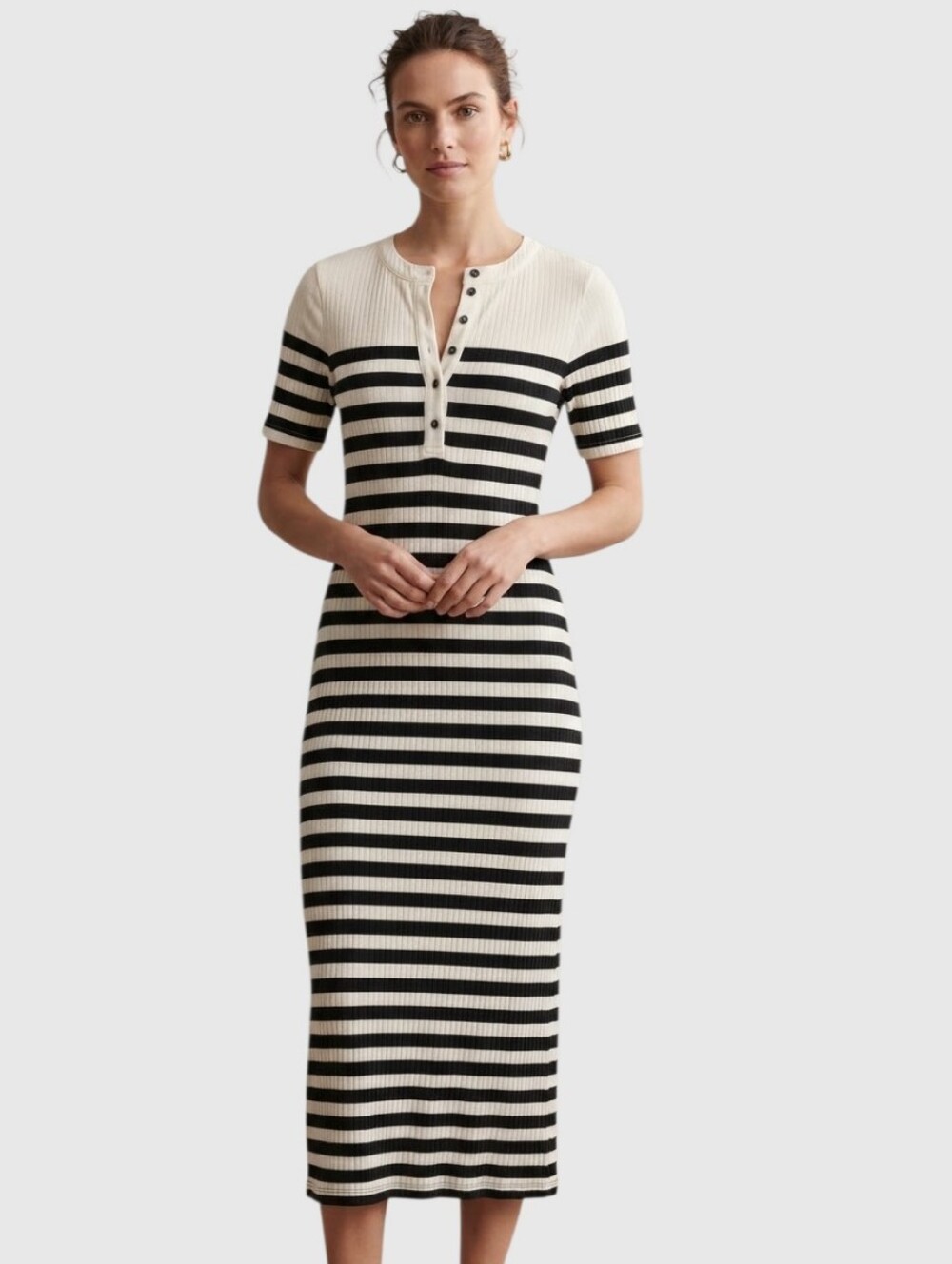Express Striped Ribbed Knit Striped Midi Dress Body Con Size Medium